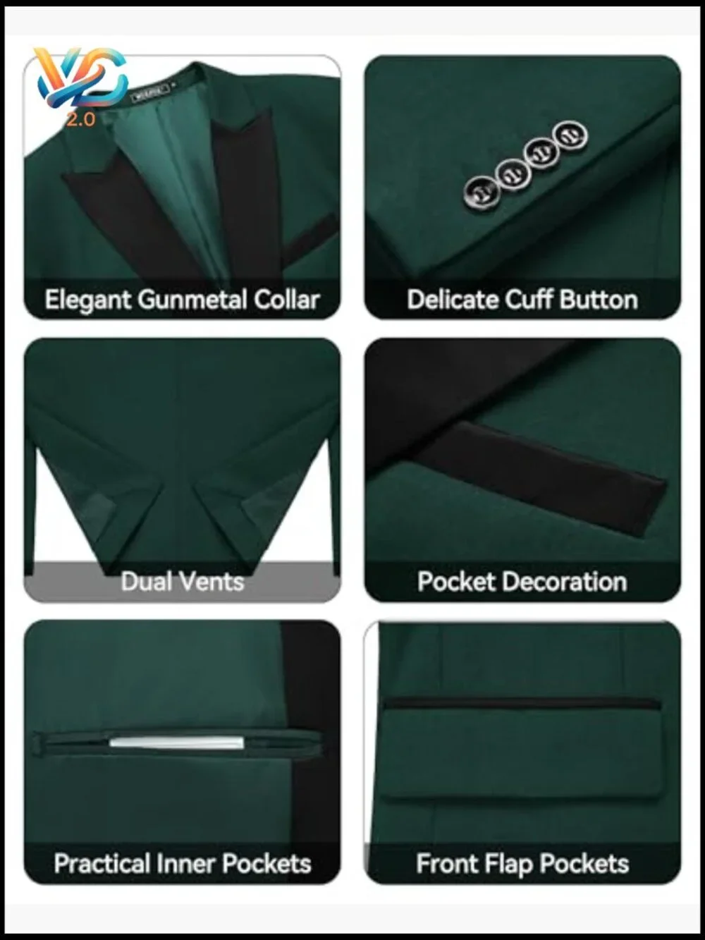 Slim Fit 3 Piece Tuxedo Suit Set Prom Wedding Party